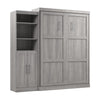 Bestar Pur Queen Murphy Bed and Closet Organizer with Doors (90 W) - Platinum Grey