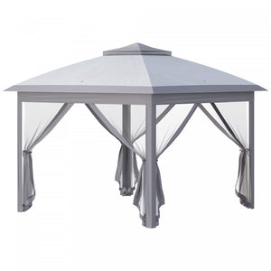 Outsunny 11' X 11' Pop Up Gazebo With Double Roof Carrying Bag Gray