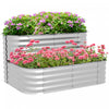 Outsunny 2-tier Raised Garden Bed Kit, 4x3x1ft Outdoor Galvanized Planter Box With Safety Edging For Vegetables, Flowers, Fruits And Herbs, Silver