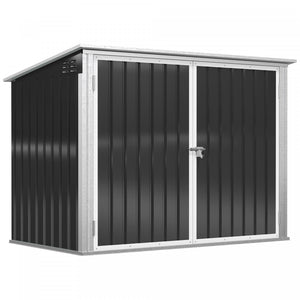 Outsunny Outdoor Steel Storage Shed Garbage Can Organizer Dark Grey