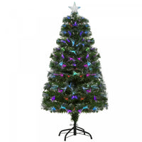 Homcom 4ft Pre-lit Optic Fiber Artificial Christmas Tree With Top Star, 130 Branch Tips And Led Lights