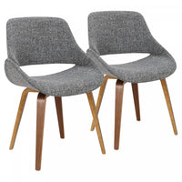 LumiSource Fabrico Grey Fabric Mid-Century Modern Dining Accent Chair - Set of 2