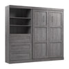 Bestar Pur Full Murphy Bed and Storage Unit with Drawers 95-Inch Wall Bed - Bark Grey