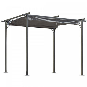 Outsunny 10' X 10' Outdoor Retractable Pergola Canopy, Metal Patio Shade Shelter For Backyard, Porch Party, Garden, Grill Gazebo, Grey