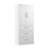 Bestar Pur 36 W Wardrobe with Drawers - White