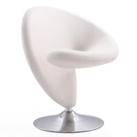 Manhattan Comfort Curl Polished Chrome Wool Blend Swivel Accent Chair - Cream