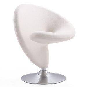 Manhattan Comfort Curl Polished Chrome Wool Blend Swivel Accent Chair - Cream