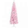 Homcom Snow Flocked Pencil Artificial Christmas Tree With Steel Base Pink