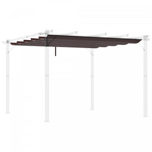 Outsunny Retractable Replacement Pergola Canopy For 10' X 10' Pergola, Pergola Cover Replacement, Coffee