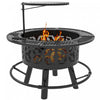 Outsunny Fire Pit Bbq Grill With Grate And Pan, Wood Burning Firepit, Black