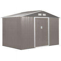 Outsunny 9' X 6' Garden Storage Shed With Floor Foundation, Metal Tool Storage House With Double Doo