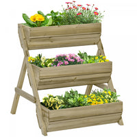 Outsunny 3 Tier Raised Garden Bed, Vertical Wooden Elevated Planter Box Kit For Flowers, Vegetables,