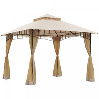 Outsunny 10' X 10' Outdoor Patio Gazebo Canopy Tent With Mesh Sidewalls, 2-tier Canopy For Backyard,