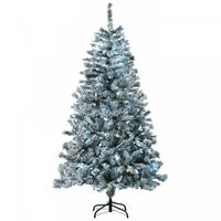 Homcom 6' Flocked Artificial Christmas Tree With Cold White Led Lights