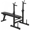 Soozier Adjustable Weight Bench Foldable Bench Press W/ Barbell Rack Black