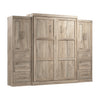 Bestar Pur Queen Murphy Bed with Closet Storage Cabinets (115 W) - Rustic Brown