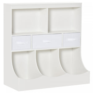 Homcom Kids Bookcase Toddler Toy Storage Organizer, Kid’s Bin Storage Unit Children Display Shelf Wardrobe For Toys Clothes Books Bedroom With Drawers, White