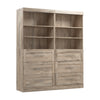 Bestar Pur 72 W Closet Organizer with Drawers - Rustic Brown
