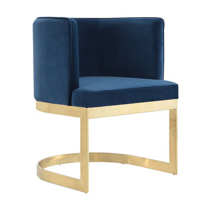 Manhattan Comfort Aura Velvet Dining Chair - Royal Blue & Polished Brass