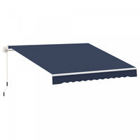 Outsunny 10' X 8' Manual Retractable Awning Shelter W/ Crank, Blue