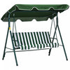 Outsunny 3-seat Patio Swing Chair With Adjustable Canopy Green And White