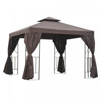 Outsunny 10' X 10' Patio Gazebo Outdoor, Canopy Shelter With Double-tier Roof, Pavilion Sidewalls Fo