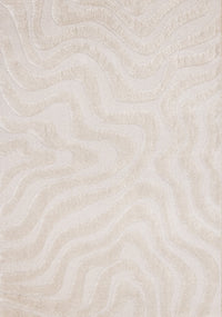 Lincoln Modern Luxurious Plush White Curves Area Rug - 6'7