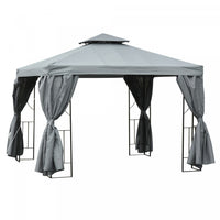 Outsunny 10' X 10' Patio Gazebo Outdoor, Canopy Shelter With Double-tier Roof, Pavilion Sidewalls Fo