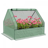 Outsunny 4' X 3' Raised Garden Bed With Mini Greenhouse, Galvanized Outdoor Planter Box With Cover, 