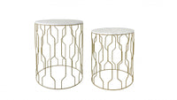 Luce Lumen 2-Piece Faux Marble Accent Table Package - Gold