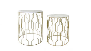 Luce Lumen 2-Piece Faux Marble Accent Table Package - Gold