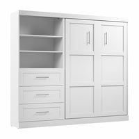 Bestar Pur Full Murphy Bed and Storage Unit with Drawers 95-Inch Wall Bed - White