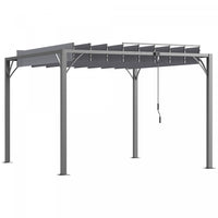 Outsunny 9.5' X 9.7' Outdoor Pergola With Retractable Roof, Aluminium Louvered Pergola Canopy, Patio