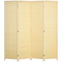 Homcom 6 Ft 4 Panel Room Divider Screens With Hand Woven Bamboo