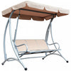 Outsunny 3 Person Patio Swing Seats With Adjustable Canopy Outdoor Swing Chair Bench For Garden, Poolside, Beige