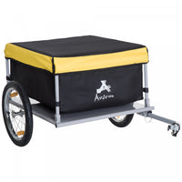 Aosom Bicycle Trailer Bike Cargo Trailer Garden Utility Cart Tool Carrier With Removable Cover, Yell