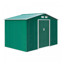 Outsunny 9' X 6' Garden Storage Shed With Floor Foundation, Metal Tool Storage House With Double Doo