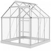 Outsunny 6' x 4' Polycarbonate Greenhouse, Walk-In Greenhouse with Sliding Door, Adjustable Window, Aluminium Frame and Foundation, Garden Grow House with Rain Gutter, Silver