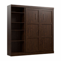Bestar Pur Full Murphy Bed with Shelving Unit 84-Inch Wall Bed - Chocolate