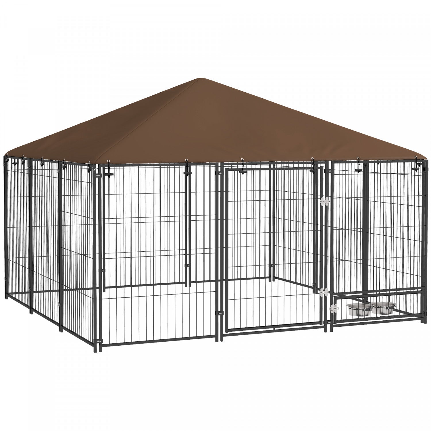 Pawhut 4 Panel Metal Yard Kennel With Door