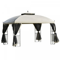 Outsunny 12' X 10' Outdoor Patio Gazebo Canopy With Double Tier Roof, Removable Mesh Sidewalls, Tria