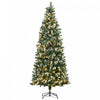 Homcom 7.5' Skinny Prelit Artificial Christmas Tree With Snow-dipped Tips