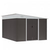 Outsunny 11.3' X 9.2' Steel Garden Storage Shed, Outdoor Metal Tool House With Double Sliding Doors & 2 Air Vents, Grey