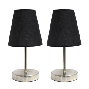 Simple Designs Sand Nickel Mini Basic 2-Piece Table Lamp Set - Black