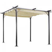 Outsunny 10' X 10' Outdoor Retractable Pergola Canopy, Metal Patio Shade Shelter For Backyard, Porch