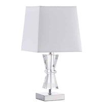 Dainolite Crystal 1 Light Table Lamp Trapezoid Crystal Polished Chrome White Shade