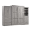 Bestar Pur Queen Murphy Bed with Open and Concealed Storage (126 W) - Platinum Grey