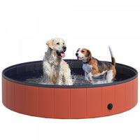 Pawhut Folding Dog Pool Portable Pet Kiddie Swimming Pool, Outdoor/indoor Puppy Bath Tub With Nonsli