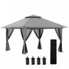 Outsunny 13' X 13' Pop Up Canopy With Mesh Sidewalls, Easy Up Canopy Tent Shelter With 2-tier Roof, Wheeled Carry Bag, Water/sand Bag For Garden, Backyard, Patio, Lawn, Dark Grey