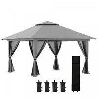 Outsunny 13' X 13' Pop Up Canopy With Mesh Sidewalls, Easy Up Canopy Tent Shelter With 2-tier Roof, 